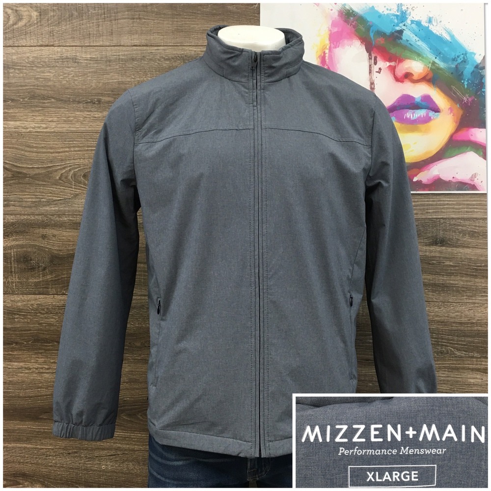 Mizzen+Main Performance Mens XL Gray Full Zip Lightweight Jacket Hooded